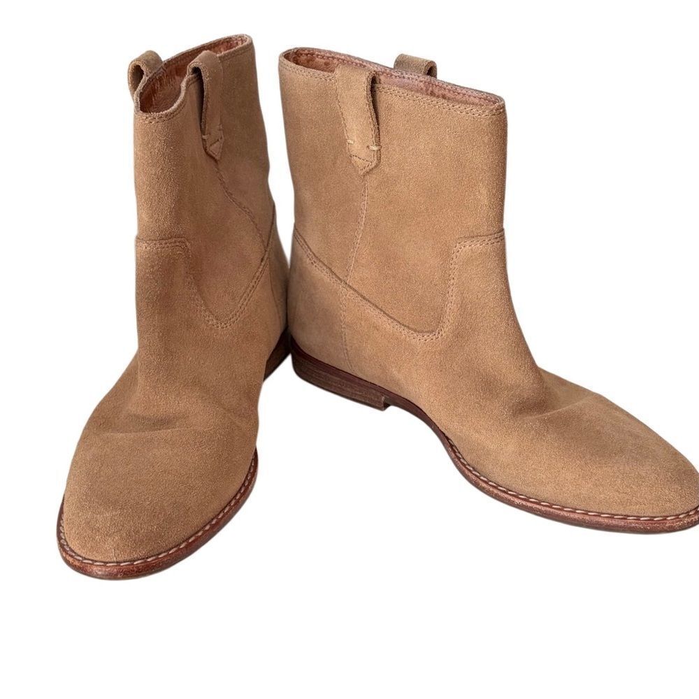 Madewell The Leah boot, color Faded Birch tan suede, size 6.